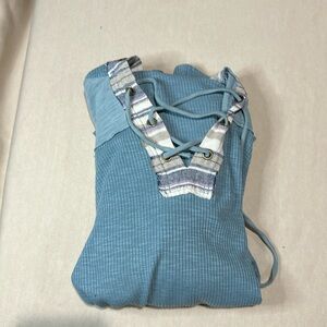 Hem and Thread Beachy Night Stripe Hoodie NWT